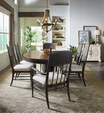 Americana Round Pedestal Dining Table w/1-22in leaf Black Americana Collection 7050-75203-89 Hooker Furniture