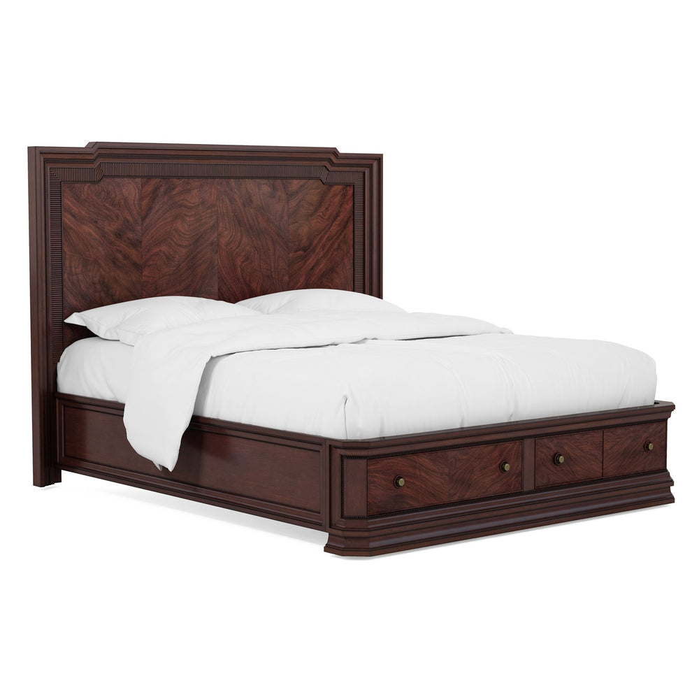 A.R.T. Furniture Revival Panel Storage Bed - Elegant Napa Mahogany Finish With Intricate Design And Practical Drawers Brown Rubberwood Solids,Quarter Mahogany Veneer,Resin,Metal 328135-1730