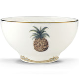 British Colonial Bamboo Rice Bowl: Porcelain, Microwave Gold Trim, 24 oz