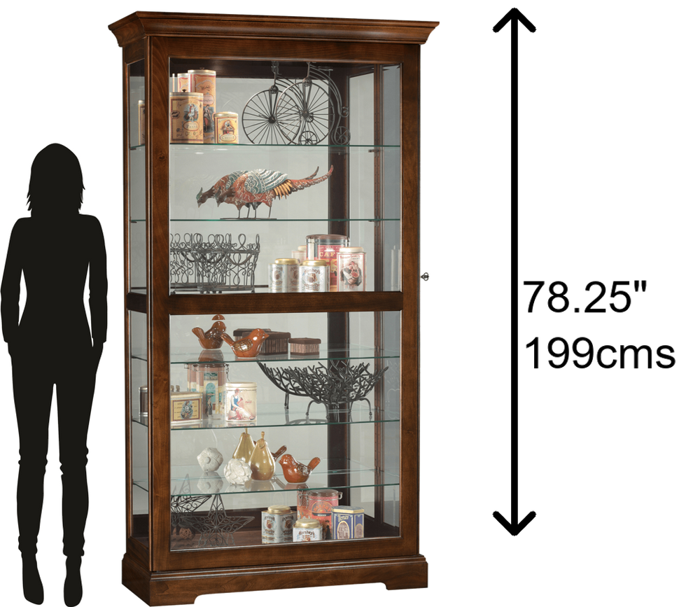 Hekman Furniture 680537 Tyler Curio Cabinet - Lighted Glass Display With Adjustable Shelves & Elegant Cherry Finish Cherry Bordeaux Tyler Curio Cabinet 680537