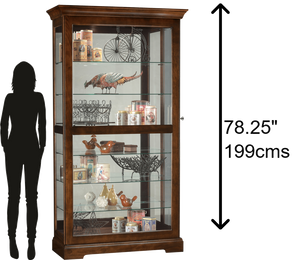Hekman Furniture 680537 Tyler Curio Cabinet - Lighted Glass Display With Adjustable Shelves & Elegant Cherry Finish Cherry Bordeaux Tyler Curio Cabinet 680537