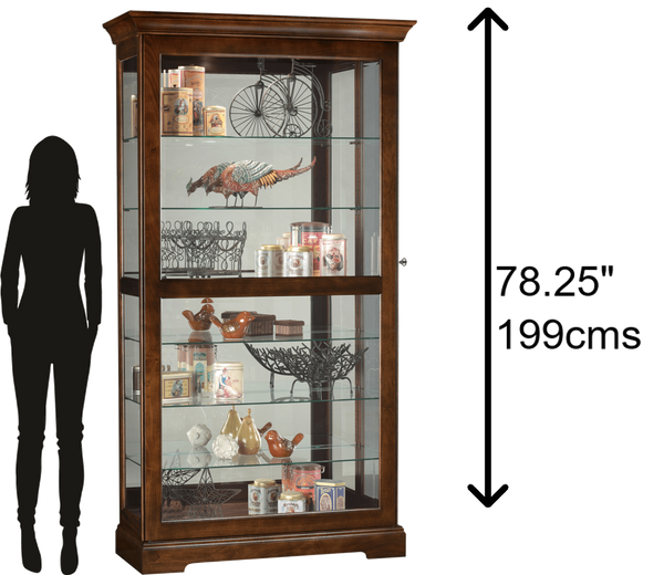 Hekman Furniture 680537 Tyler Curio Cabinet - Lighted Glass Display With Adjustable Shelves & Elegant Cherry Finish Cherry Bordeaux Tyler Curio Cabinet 680537