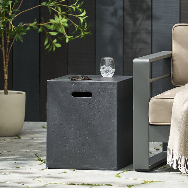 English Elm Mgo Concrete Propane Tank Cover Side Table for Modern and Industrial Interiors 59243.00