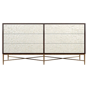 Bernhardt Bernhardt Adagio Dresser With Capiz Shell Fronts, Espresso Cherry Veneer & Bronze Steel Base Modern Elegance 353052