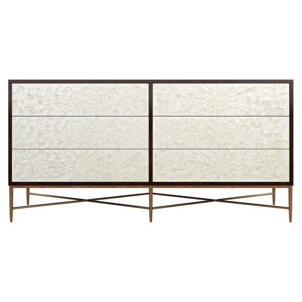 Bernhardt Bernhardt Adagio Dresser With Capiz Shell Fronts, Espresso Cherry Veneer & Bronze Steel Base Modern Elegance 353052