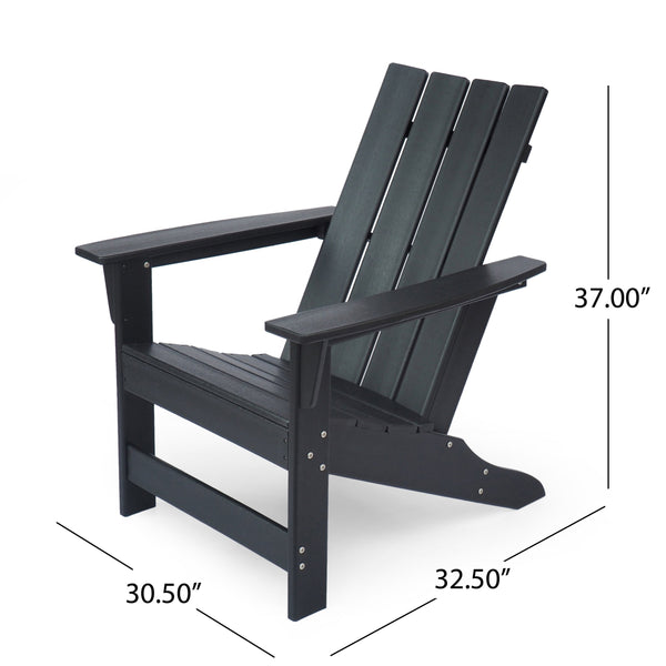 English Elm Encino Outdoor Adirondack Chair All Weather Resin Slatted Patio Seating 68172.00BLK