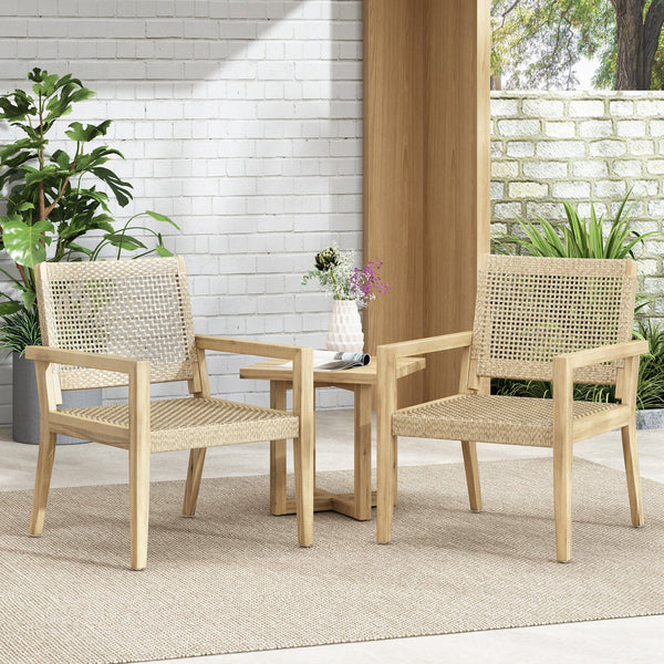 English Elm Christopher Knight Home® - Outdoor Wicker and Acacia Club Chairs Set of 2 - Transitional Flat Weave, Durable Acacia Frame, Breathable Mesh Seating 74228.00MLBRN