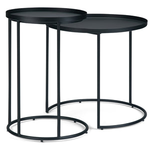 English Elm Monet - Handcrafted Metal 2-Piece Nesting Table Set In Black For Modern Industrial Elegance B136P158948
