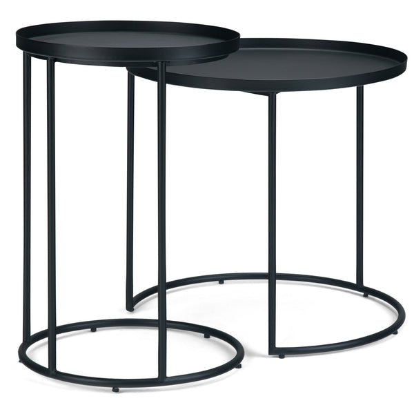 English Elm Monet - Handcrafted Metal 2-Piece Nesting Table Set In Black For Modern Industrial Elegance B136P158948
