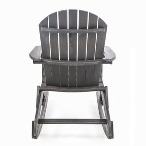 English Elm Christopher Knight Home® - MALIBU Adirondack Rocking Chair in Handcrafted Acacia Wood for Patio, Weather-Resistant Comfort & Style DARK GREY 43 L x 28 W x 14.5 H 61681.00DGRY