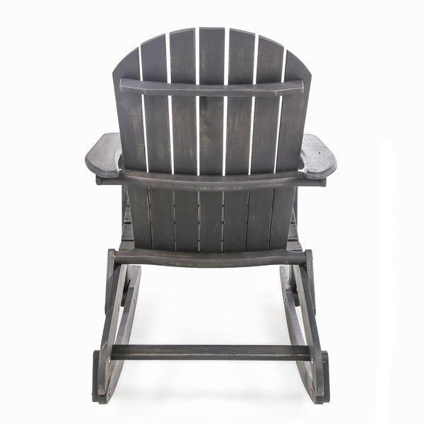 English Elm Christopher Knight Home® - MALIBU Adirondack Rocking Chair in Handcrafted Acacia Wood for Patio, Weather-Resistant Comfort & Style DARK GREY 43 L x 28 W x 14.5 H 61681.00DGRY