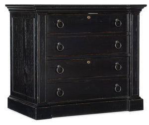 Hooker Furniture Bristowe Lateral File Cabinet With Locking Drawers, Pecan Tuxedo Finish, Oil-Rubbed Bronze Pulls, Distressed Chic 5971-10466-99
