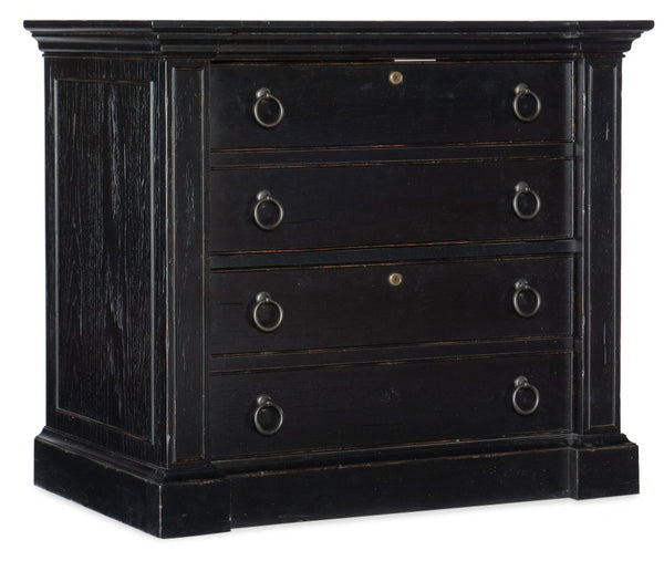 Hooker Furniture Bristowe Lateral File Cabinet With Locking Drawers, Pecan Tuxedo Finish, Oil-Rubbed Bronze Pulls, Distressed Chic 5971-10466-99