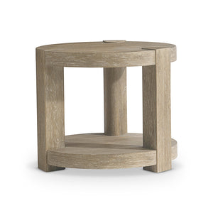 Bernhardt Bernhardt Tribeca Round Side Table With Aurum Wire-Brushed Oak Finish, Lower Shelf & Shaped Legs 333122