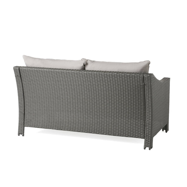 English Elm Christopher Knight Home® - ANTIBES RATTAN LOVESEAT SET WITH SIDE TABLE – Weatherproof PE Wicker, Iron Frame, Compact Patio Seating Grey 57088.00SETGRY