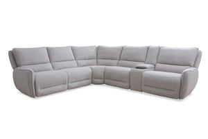 Parker House Parker Living Stellar - Bloke Cotton 6 Piece Modular Power Reclining Sectional with Power Adjustable Headrests Bloke Cotton 96% Polyester, 4% Acrylic (W) MSTR-PACK6A(H)-BLCT