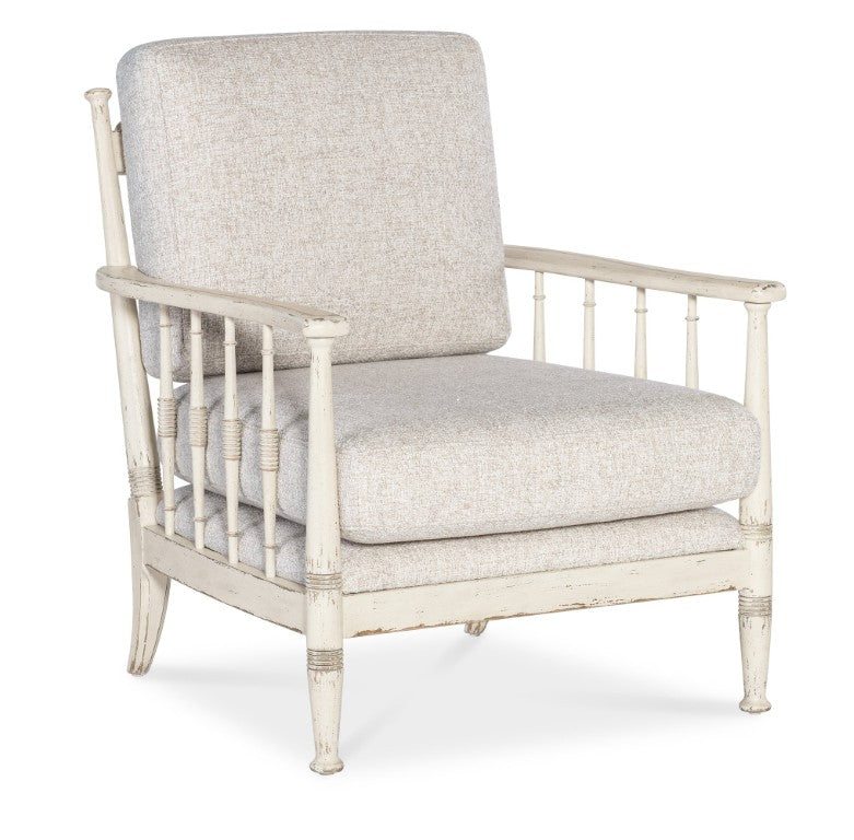 Hooker Furniture Prairie Upholstered Chair With Spindle Arms And Carved Ribbed Back In Jude Fabric, Americana Finish 34.50 L x 29.75W x 34.00H CC507-410-02