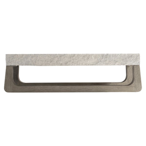 Bernhardt Bernhardt Bristol Outdoor Cocktail Table With Sand Grey Grc Top & Weathered Teak Sculptural Base K1862