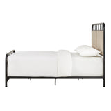 Homelegance By Top-Line Luiza Beige Upholstered Black Metal Queen Bed Brown Metal