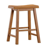 Homelegance By Top-Line Barrett Saddle Seat Counter Height Backless Stools (Set of 2) Oak Rubberwood