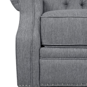 English Elm Christopher Knight Home® - Button Button Tufted Heavy Duty Manual Push-Back Recliner Chair with Nailhead Accents and Comfort Backrest Grey 71976.00GRY