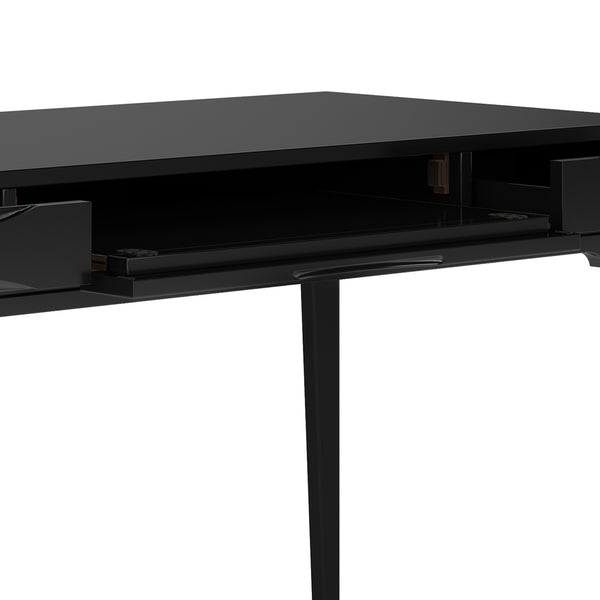 English Elm Harper Black Desk - Handcrafted Mid-Century Charm With Storage, Perfect For Home Office & Gaming B136P158718