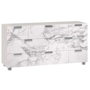 Bernhardt Bernhardt Stratum Dresser With Arabescato Stone Fronts, 8 Soft‑Close Drawers, Mist Wood Case, Polished Nickel Accents 325050