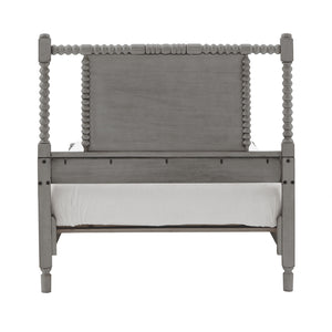 Homelegance By Top-Line Remi Antique Finish Beaded Wood Platform Bed Grey Rubberwood