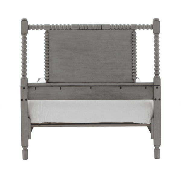 Homelegance By Top-Line Remi Antique Finish Beaded Wood Platform Bed Grey Rubberwood