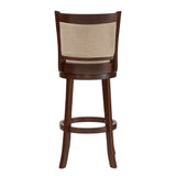 Homelegance By Top-Line Sydney Upholstered Back Swivel 29" Bar Height Stool Beige Rubberwood