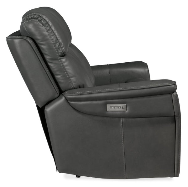 Hooker Furniture Lyra Semi-Aniline Leather Zero-Gravity Loveseat With Power Headrest, Lumbar, Usb, Cupholder Medium Gray SS608-PHZL2-093