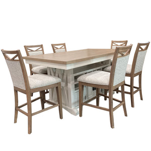 Americana Modern Dining Island Counter Height Table with 6 upholstered chairs Cotton DAME-7PC-72CTR-2226-COT Parker House