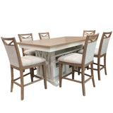 Americana Modern Dining Island Counter Height Table with 6 upholstered chairs Cotton DAME-7PC-72CTR-2226-COT Parker House