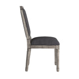 Homelegance By Top-Line Mayer Arched Linen and Wood Dining Chairs (Set of 2) Dark Grey Rubberwood