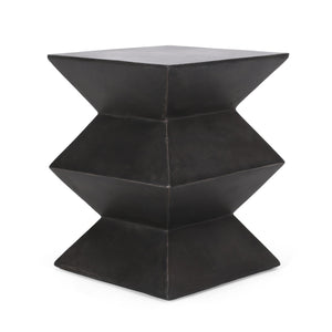 English Elm Outdoor Sculptural Concrete Pedestal Side Table for Patio Balcony and Sunroom Decor 73457.00