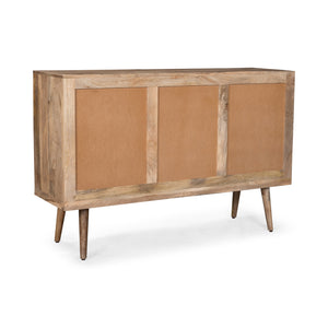 English Elm Christopher Knight Home® - 3 DRAWER SIDEBOARD WITH 2 DOOR Mango Wood Sideboard with 3 Drawers, 3D Tile Weave Doors, Shelves, Natural Finish 66413.00
