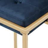 Homelegance By Top-Line Piper Gold Finish Velvet Button Tufted 29" Bar Height Stools (Set of 2) Blue Engineered Wood