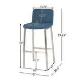 Christopher Knight Home® - Noble House - Sabiniano Blue Fabric Barstool (Set of 2)