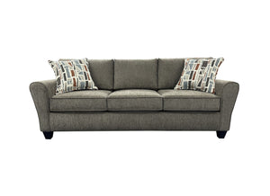 Porter Designs Reese Modern Upholstered Sofa - Elegant Comfort With Abstract Pillows For Your Home Brown Fabric 01-207-01-2962