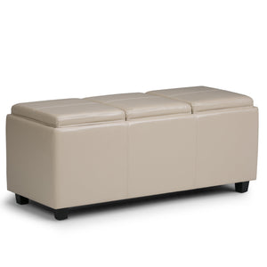 English Elm Avalon Storage Ottoman In Satin Cream - Stylish Versatile Seating With Hidden Storage & Trays B136P158112