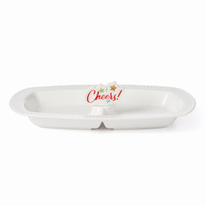 Lenox Profile Divided Tray with Cheers Popper Set White, WHITE PORCELAIN 893867