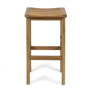 English Elm Christopher Knight Home® - CARIBBEAN Acacia Wood 30" Outdoor Barstool Set of 2 — Weather-Resistant Saddle Seats, Slat Design Natural 61426.00