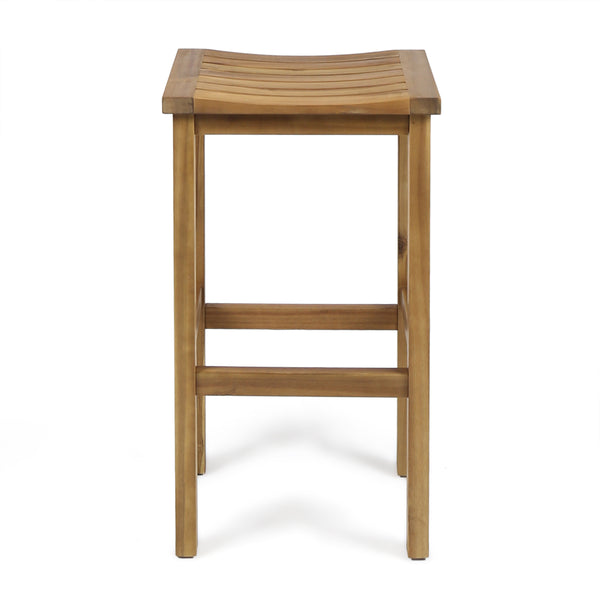 English Elm Christopher Knight Home® - CARIBBEAN Acacia Wood 30" Outdoor Barstool Set of 2 — Weather-Resistant Saddle Seats, Slat Design Natural 61426.00