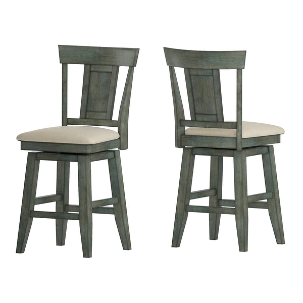 Homelegance By Top-Line Juliette Panel Back Counter Height Wood Swivel Chair Green Rubberwood