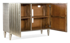 Hooker Furniture Melange Mackenna Mango Wood Two-Door Chest With German Silver Foil Finish, Textured Parisian Elegance 628-85126-92
