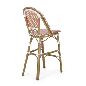 English Elm 29.5" Outdoor Pe Rattan Bistro Barstools Aluminum Frame All-weather Wicker Set of 2 71422.00RT