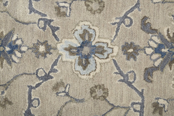 Feizy Rugs Rylan Hand-tufted Wool Rug - Elegant Floral Design With Cool Hues For A Transitional Home Aesthetic Taupe,Ivory,Blue Wool Ryl8640fgry000c00