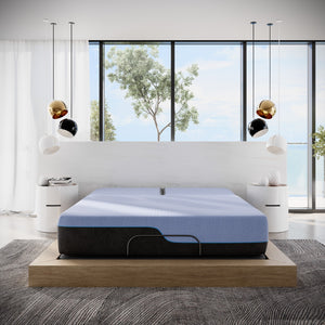 Legends Furniture Bridgevine Home 12 Inch Flex Head Adjustable King Size Hybrid 5-layer Latex Foam Mattress And Bed Frame Bundle Blue, Blue  Zrem-adj-axrmfl-fk