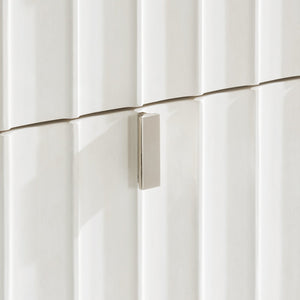 Bernhardt Bernhardt Fluted Modulum Tall Drawer Chest – White Adobe Faux-Stone, Polished Steel Base, 5 Soft-Close Drawers 315118