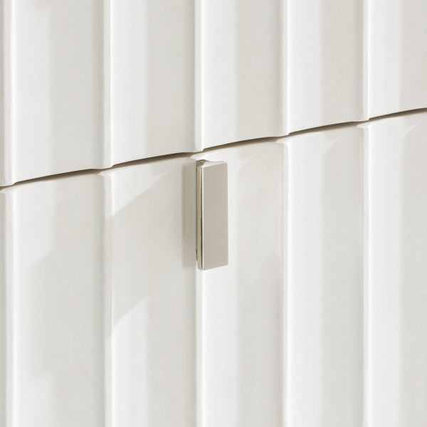 Bernhardt Bernhardt Fluted Modulum Tall Drawer Chest – White Adobe Faux-Stone, Polished Steel Base, 5 Soft-Close Drawers 315118